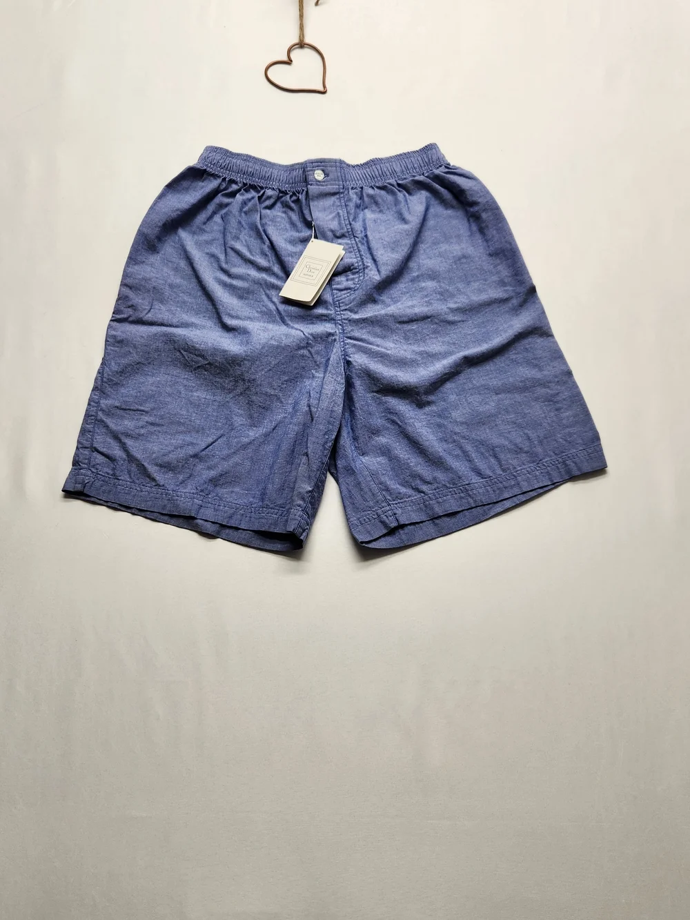 ⭐️NWT Vintage Christian Dior Monsieur Blue Chambray Boxer Lounge Shorts Size S/M